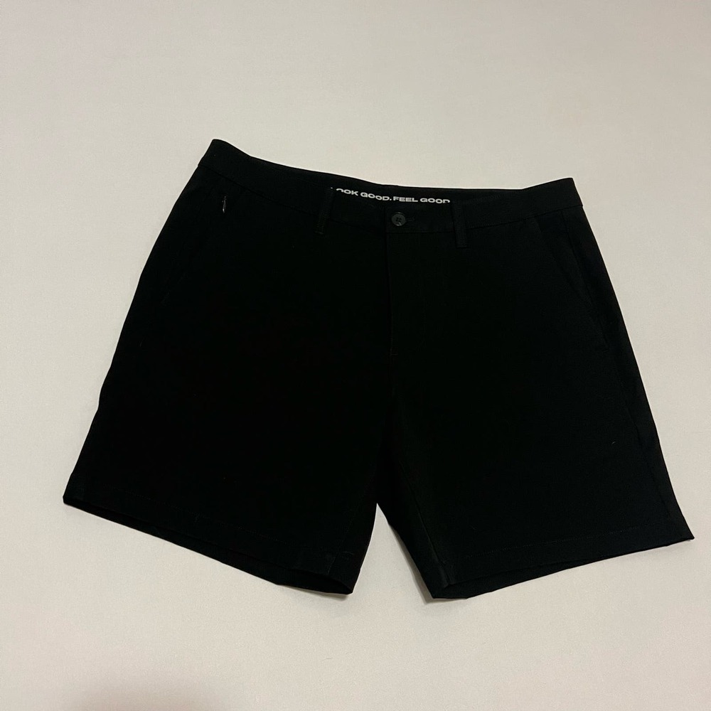 True Classic Black Cotton Blend Classic Twill Shorts 34